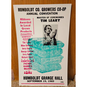 Vintage 1969 Poster - Annual Convention - Humboldt Co. Growers Co-Op Tim Leary